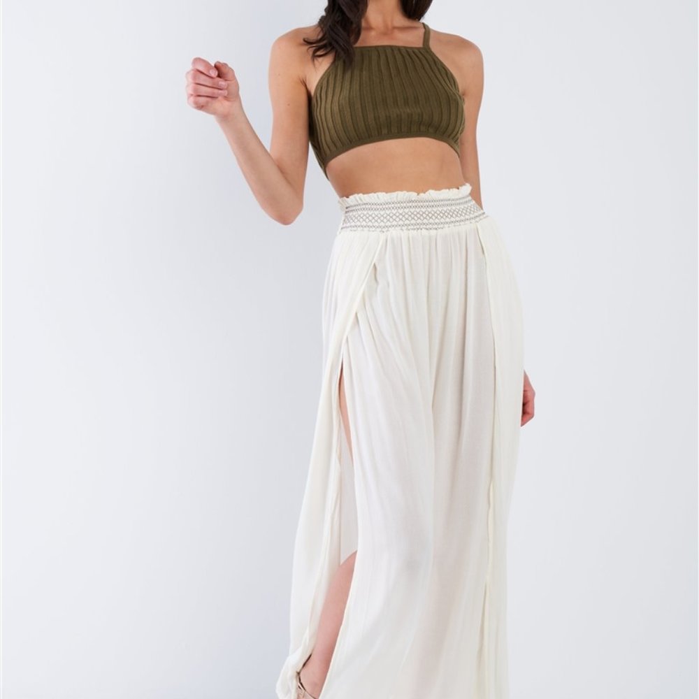 #32 TAUPE BOHO MAXI SKIRT - Picture 2 of 5